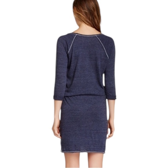 Nation Ltd Abbot Kinney Drawstring Heathered Blue Mini Dress in Nation Navy - M - Picture 2 of 14